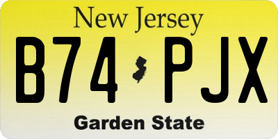 NJ license plate B74PJX