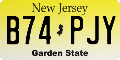 NJ license plate B74PJY