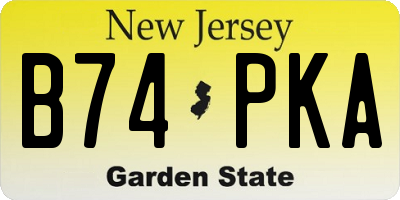 NJ license plate B74PKA