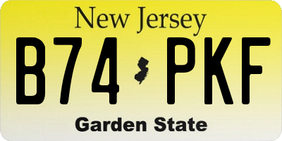NJ license plate B74PKF