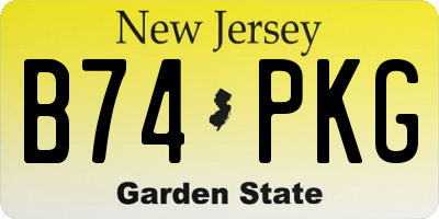 NJ license plate B74PKG