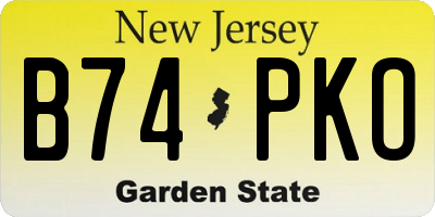 NJ license plate B74PKO