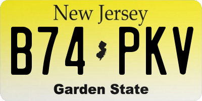 NJ license plate B74PKV
