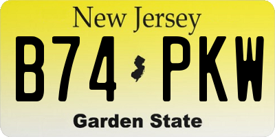 NJ license plate B74PKW