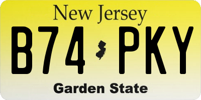 NJ license plate B74PKY