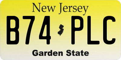 NJ license plate B74PLC