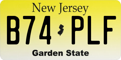 NJ license plate B74PLF