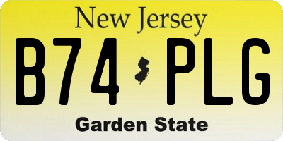 NJ license plate B74PLG