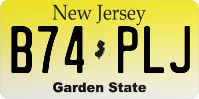 NJ license plate B74PLJ