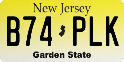 NJ license plate B74PLK