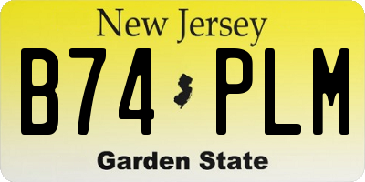 NJ license plate B74PLM
