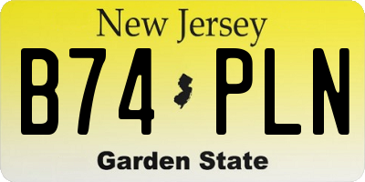 NJ license plate B74PLN