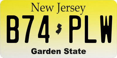 NJ license plate B74PLW