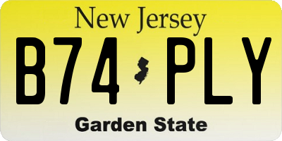 NJ license plate B74PLY
