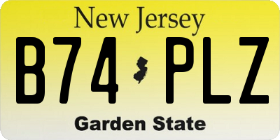 NJ license plate B74PLZ