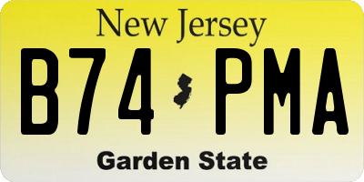 NJ license plate B74PMA