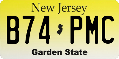 NJ license plate B74PMC