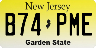 NJ license plate B74PME