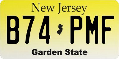NJ license plate B74PMF