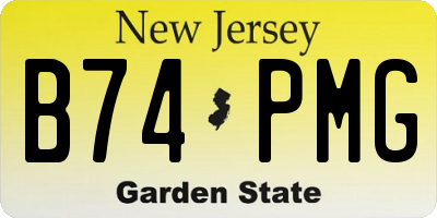 NJ license plate B74PMG