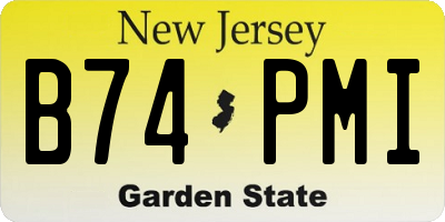 NJ license plate B74PMI