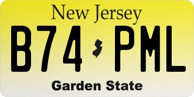 NJ license plate B74PML