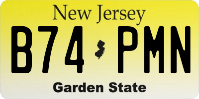 NJ license plate B74PMN