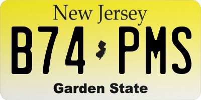 NJ license plate B74PMS