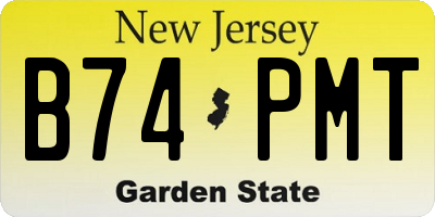 NJ license plate B74PMT