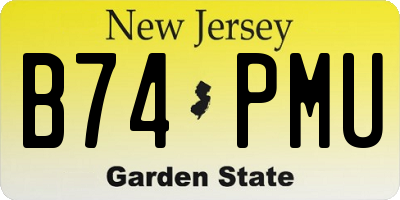 NJ license plate B74PMU