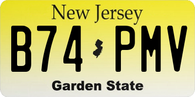 NJ license plate B74PMV