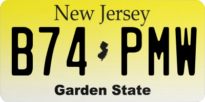 NJ license plate B74PMW
