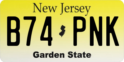 NJ license plate B74PNK