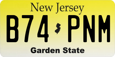 NJ license plate B74PNM