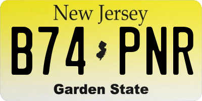 NJ license plate B74PNR