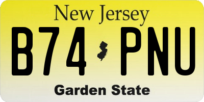 NJ license plate B74PNU