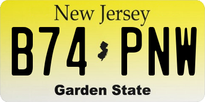 NJ license plate B74PNW