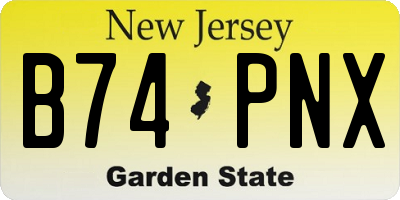 NJ license plate B74PNX