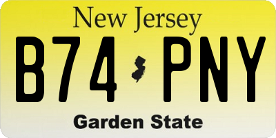 NJ license plate B74PNY