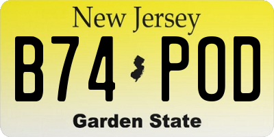 NJ license plate B74POD