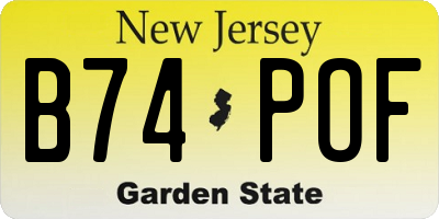 NJ license plate B74POF