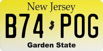 NJ license plate B74POG