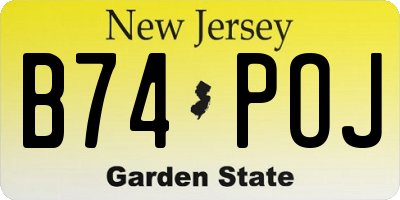 NJ license plate B74POJ