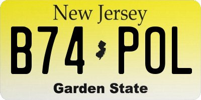 NJ license plate B74POL