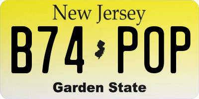 NJ license plate B74POP