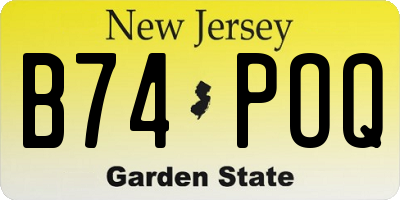 NJ license plate B74POQ