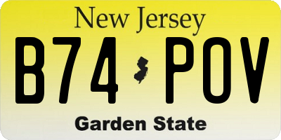 NJ license plate B74POV