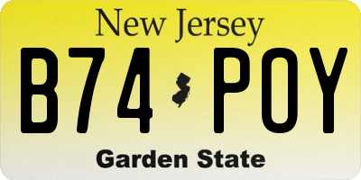 NJ license plate B74POY