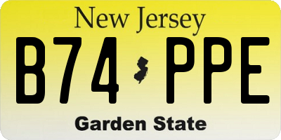 NJ license plate B74PPE