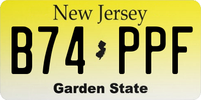 NJ license plate B74PPF